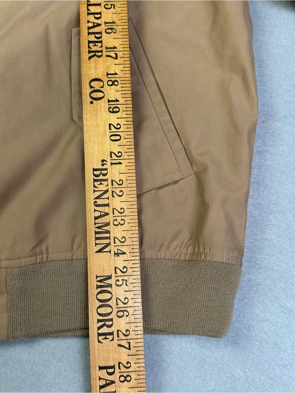 Men's Tan Bomber Jacket with Ribbed Trim